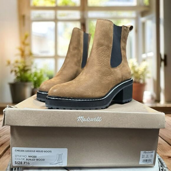 🆕 🔥 MADEWELL 🔥Carina Platform Chelsea Boot Burled Wood Size 7.5 - Picture 7 of 16